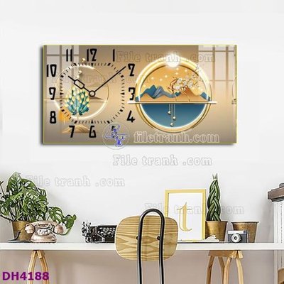 File PSD File tranh đồng hồ tráng gương hươu nai hiện đại FDH4188 (chất lượng in ấn)