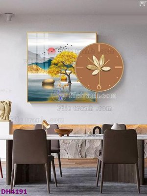File gốc File tranh đồng hồ tráng gương kiểu mới DH4191 (in mica) làm bảng hiệu