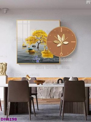 Ảnh gốc File tranh đồng hồ tráng gương kiểu mới DH4198 (độ nét cao) in tráng gương