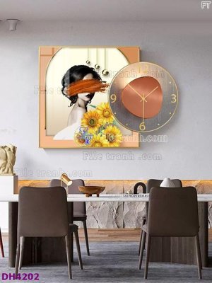 File tranh File tranh đồng hồ tráng gương kiểu mới DH4202 (gốc) in backlit film