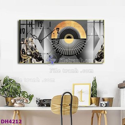 File in ấn File tranh đồng hồ tráng gương hươu nai hiện đại FDH4212 (bản gốc) từ file gốc