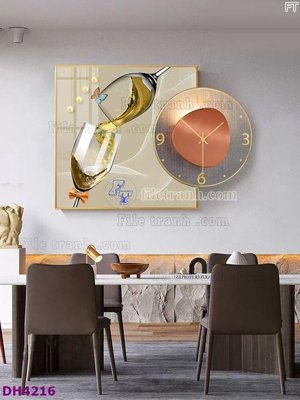 File gốc File tranh đồng hồ tráng gương kiểu mới DH4216 (dành cho trang trí nội thất)
