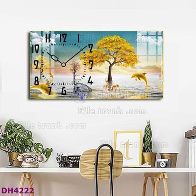 File tranh File tranh đồng hồ tráng gương hươu nai hiện đại FDH4222 (ảnh gốc) không bị mờ