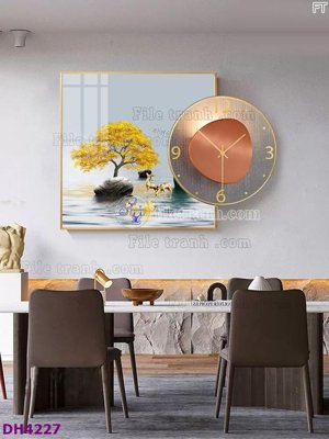 File gốc File tranh đồng hồ tráng gương kiểu mới DH4227 (PNG) không nền chất lượng