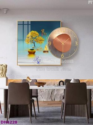 File tranh File tranh đồng hồ tráng gương kiểu mới DH4228 (gốc) chủ đề tĩnh vật