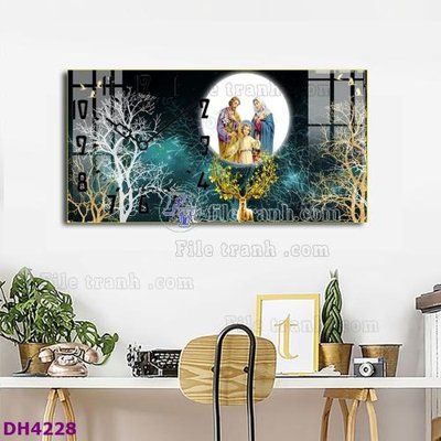 File tranh gốc PSD File tranh đồng hồ tráng gương hươu nai hiện đại FDH4228 còn nguyên layer