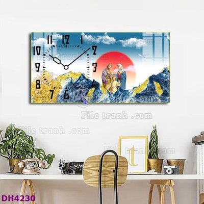 File gốc File tranh đồng hồ tráng gương hươu nai hiện đại FDH4230 (PNG) trong suốt (transparent)