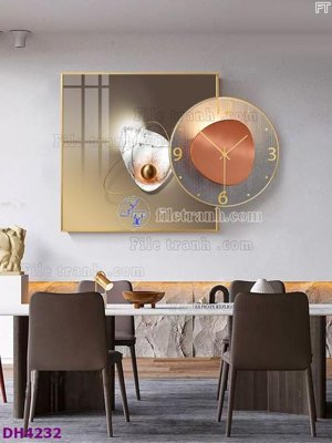 File tranh File tranh đồng hồ tráng gương kiểu mới DH4232 (bản gốc) treo phòng ăn