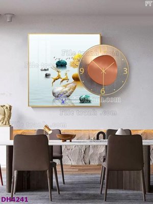 Hình ảnh file gốc File tranh đồng hồ tráng gương kiểu mới DH4241 cho in UV