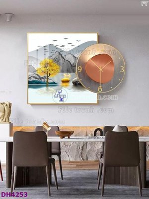 File gốc File tranh đồng hồ tráng gương kiểu mới DH4253 (in mica) cắt laser