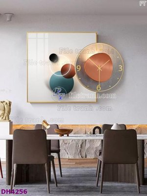 File in lụa File tranh đồng hồ tráng gương kiểu mới DH4256 (chất lượng cao) File tranh đồng hồ tráng gương kiểu mới DH4256