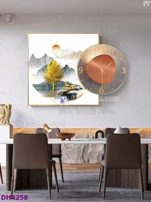 File tranh File tranh đồng hồ tráng gương kiểu mới DH4258 (gốc) in backlit film