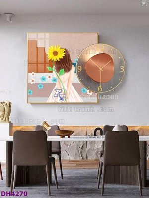 File tranh File tranh đồng hồ tráng gương kiểu mới DH4270 (bản gốc) treo tường