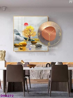 Tải file tranh gốc File tranh đồng hồ tráng gương kiểu mới DH4272 chất lượng cao