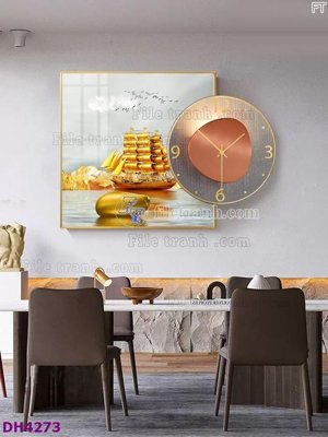 File tranh File tranh đồng hồ tráng gương kiểu mới DH4273 (bản gốc) treo tường