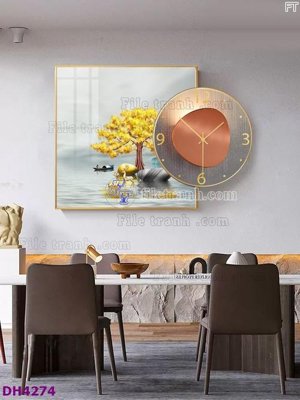 File tranh PSD File tranh đồng hồ tráng gương kiểu mới DH4274 chất lượng cao