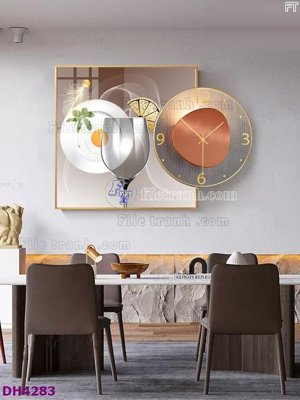 File gốc File tranh đồng hồ tráng gương kiểu mới DH4283 (in lụa) cao cấp