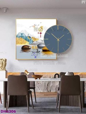 File tranh File tranh đồng hồ tráng gương kiểu mới DH4306 (gốc) chủ đề con người