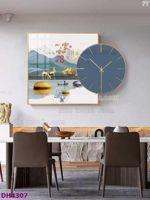 File ảnh File tranh đồng hồ tráng gương kiểu mới DH4307 (gốc) in PP, decal