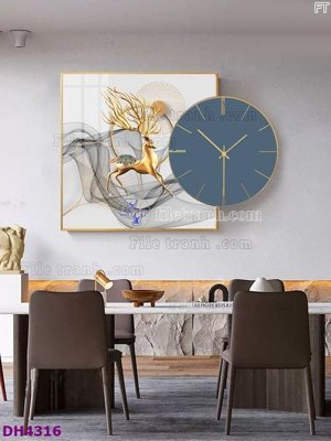 Tải file File tranh đồng hồ tráng gương kiểu mới DH4316 (gốc) làm file in ấn