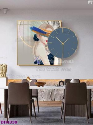 File gốc File tranh đồng hồ tráng gương kiểu mới DH4338 (ảnh rõ nét) để in