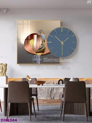 File tranh File tranh đồng hồ tráng gương kiểu mới DH4344 (bản gốc) in lụa 3D