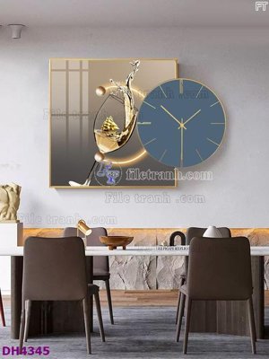 Tải file File tranh đồng hồ tráng gương kiểu mới DH4345 (gốc) in trên mọi chất liệu