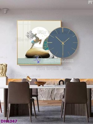 Hình ảnh file gốc File tranh đồng hồ tráng gương kiểu mới DH4347 (chất lượng cao)