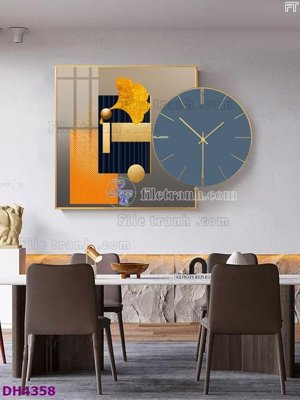 File gốc File tranh đồng hồ tráng gương kiểu mới DH4358 (phong cách) châu Âu