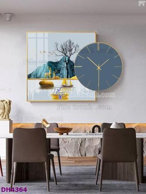 File gốc File tranh đồng hồ tráng gương kiểu mới DH4364 (trang trí) phòng ngủ