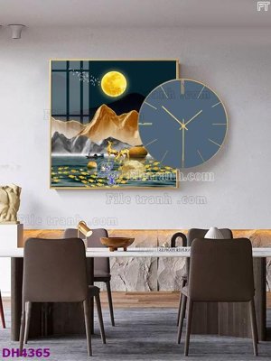 File tranh File tranh đồng hồ tráng gương kiểu mới DH4365 (gốc) chủ đề tĩnh vật