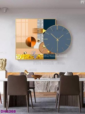 File tranh File tranh đồng hồ tráng gương kiểu mới DH4368 (bản gốc) trang trí văn phòng