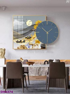 File ảnh gốc File tranh đồng hồ tráng gương kiểu mới DH4374 (chuyên in mica)