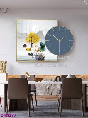 File in ấn chuyên nghiệp File tranh đồng hồ tráng gương kiểu mới DH4377 (file gốc)