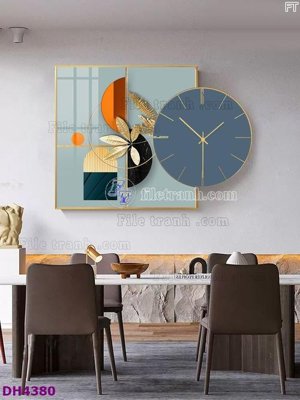 File tranh File tranh đồng hồ tráng gương kiểu mới DH4380 (gốc) in vải canvas