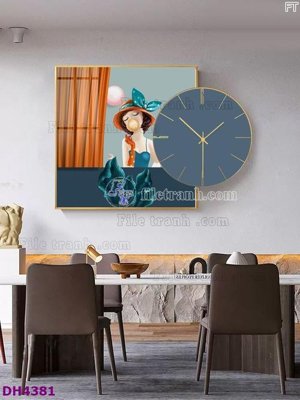 Download file tranh File tranh đồng hồ tráng gương kiểu mới DH4381 (file gốc PSD)