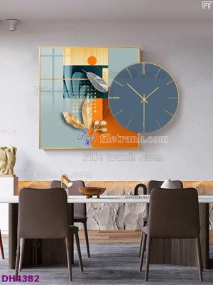 Tệp tin gốc File tranh đồng hồ tráng gương kiểu mới DH4382 (dùng cho in) File tranh đồng hồ tráng gương kiểu mới DH4382