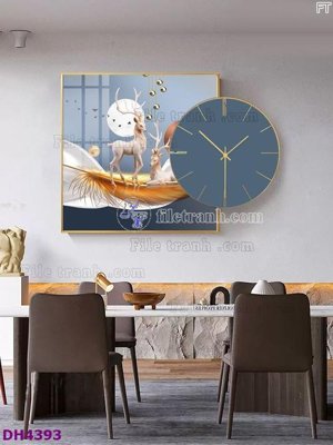File tranh gốc File tranh đồng hồ tráng gương kiểu mới DH4393 chủ đề hiện đại