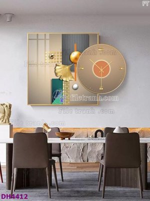 File tranh File tranh đồng hồ tráng gương kiểu mới DH4412 (bản gốc) treo tường