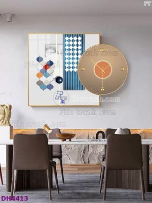 File ảnh File tranh đồng hồ tráng gương kiểu mới DH4413 (gốc) in Hiflex