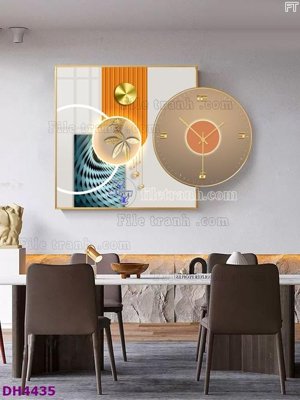 File gốc File tranh đồng hồ tráng gương kiểu mới DH4435 (in lụa) cao cấp