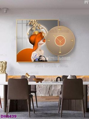File tranh File tranh đồng hồ tráng gương kiểu mới DH4439 (gốc) chủ đề con người