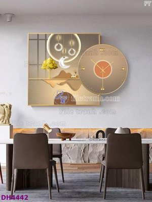 File tranh File tranh đồng hồ tráng gương kiểu mới DH4442 (gốc) chủ đề tĩnh vật