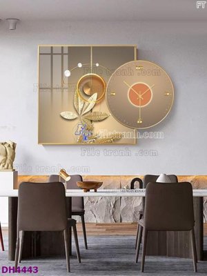 File in ấn File tranh đồng hồ tráng gương kiểu mới DH4443 (bản gốc) chất lượng cao