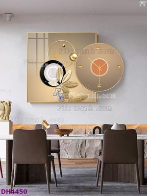 Tải file File tranh đồng hồ tráng gương kiểu mới DH4450 (gốc) chủ đề hoa sen