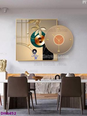 File in lụa File tranh đồng hồ tráng gương kiểu mới DH4452 (hoa văn) File tranh đồng hồ tráng gương kiểu mới DH4452