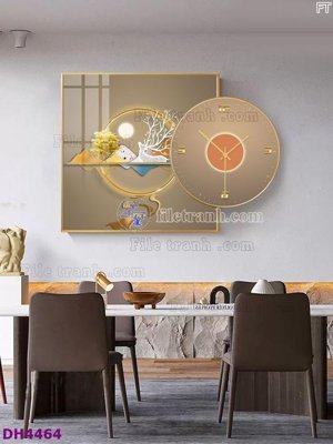 File tranh File tranh đồng hồ tráng gương kiểu mới DH4464 (bản gốc) trang trí văn phòng