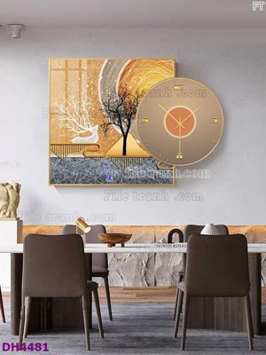 Ảnh gốc File tranh đồng hồ tráng gương kiểu mới DH4481 (độ nét cao) in mica