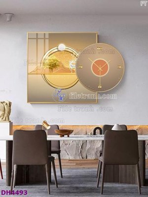 Tải file File tranh đồng hồ tráng gương kiểu mới DH4493 (gốc) in trên mọi chất liệu