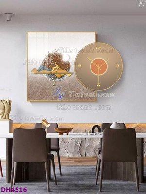File tranh trang trí File tranh đồng hồ tráng gương kiểu mới DH4516 (tải file gốc)
